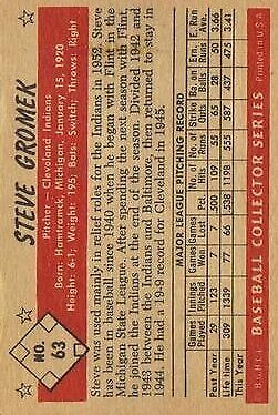 1953 Bowman Black and White #63 Steve Gromek - VG-EX
