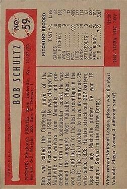 1954 Bowman #59 Bob Schultz - NM