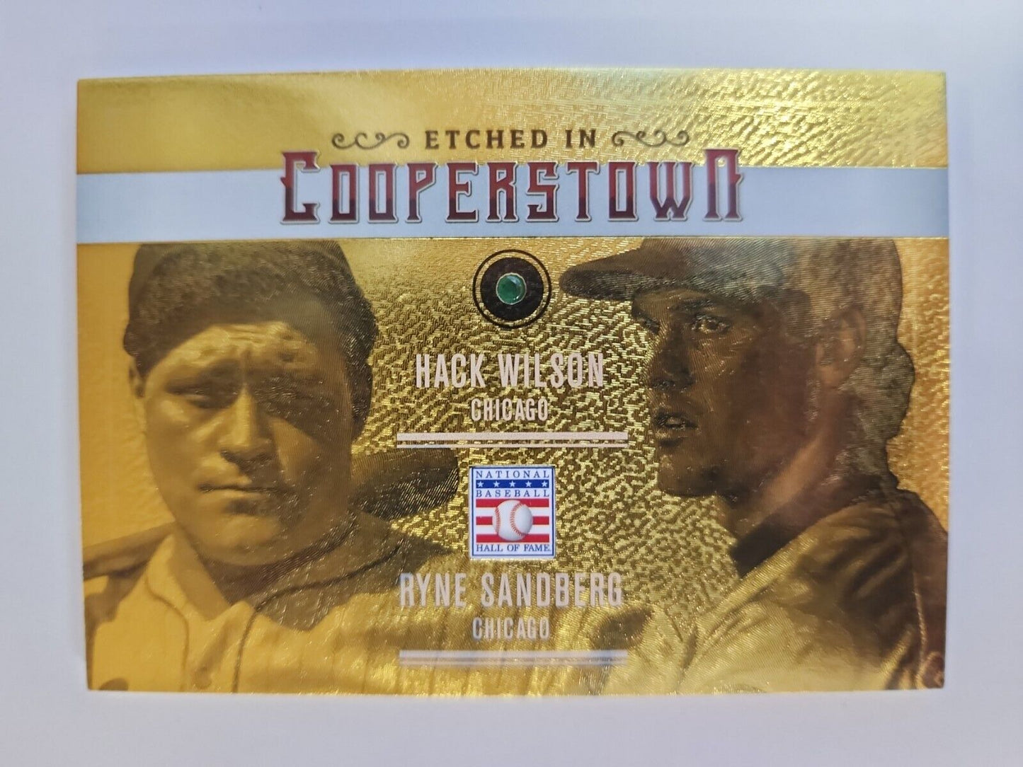 HACK WILSON/ RYNE SANDBERG 2015 ETCHED IN COOPERSTOWN EMERALD GEM #2/5 SP!!