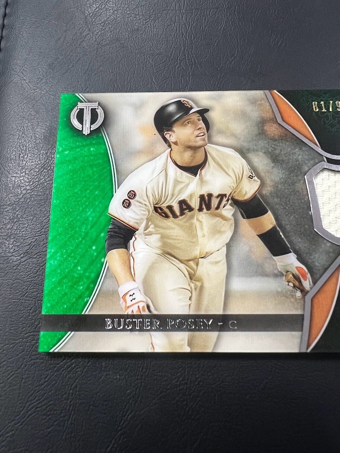 2017 Topps Tribute Buster Posey Certified Relic Green Game Used Jersey #81/99