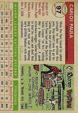 1955 Topps #97 Carlos Paula RC - NM