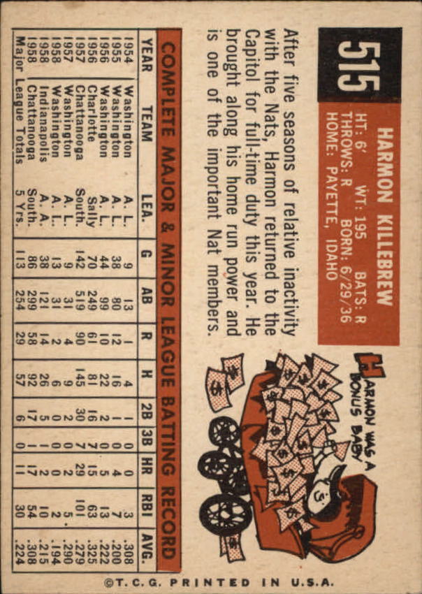1959 Topps #515 Harmon Killebrew - NM