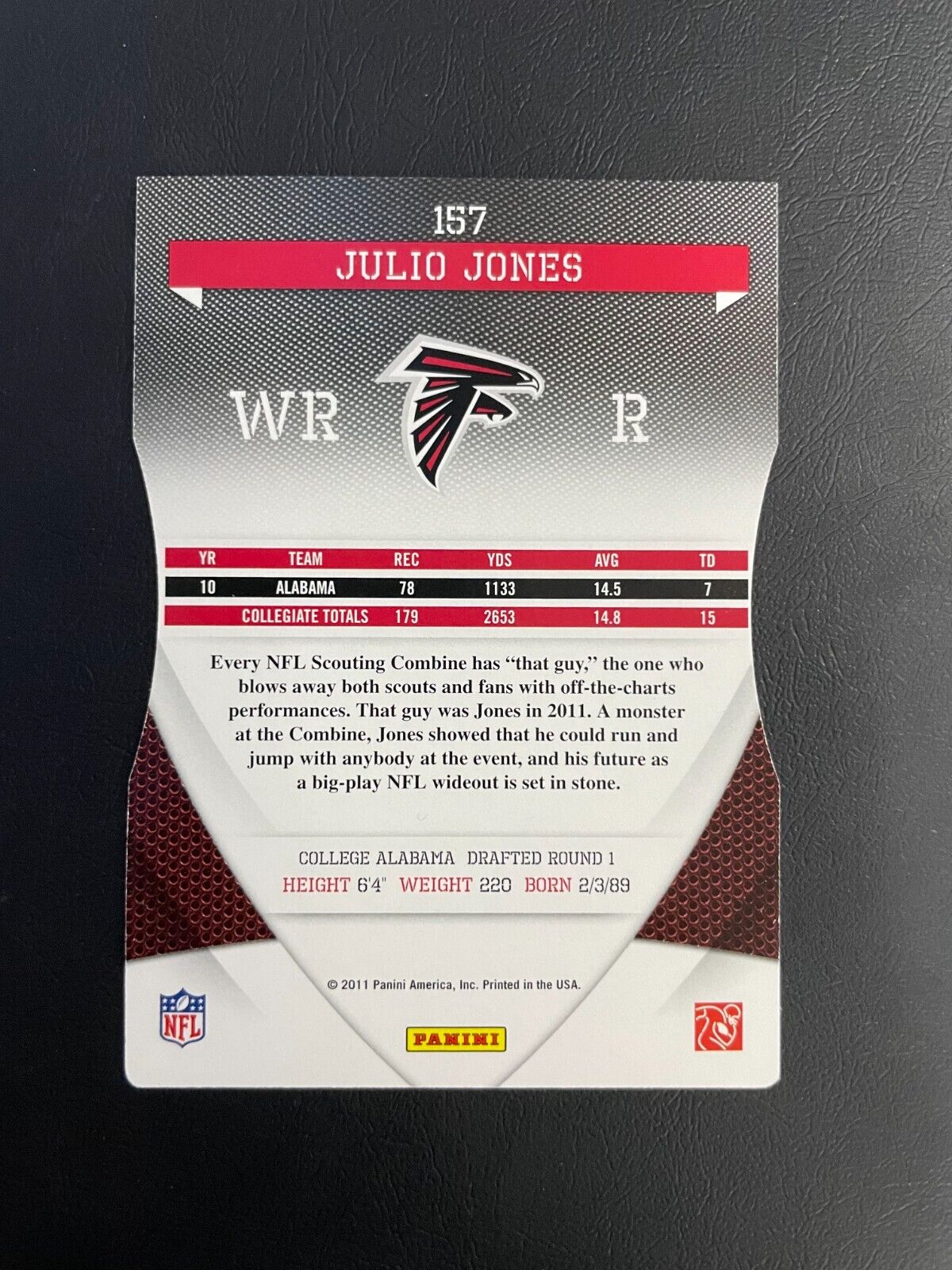 Julio Jones Donruss Elite 2011 Black Rookie Status Die Cut #'d/24