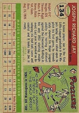 1955 Topps #134 Joey Jay - NM