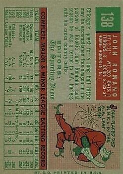 1959 Topps #138 John Romano RS RC - VgEx+