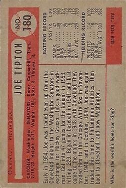1954 Bowman #180 Joe Tipton - NM