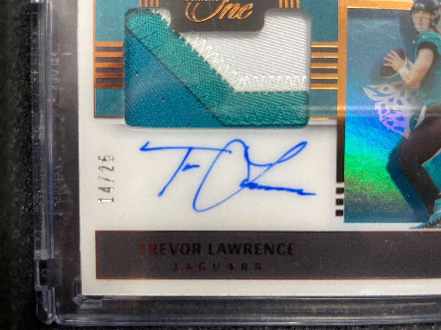 TREVOR LAWRENCE 2021 Panini One /25 Rookie 3 Color Patch Auto Jaguars