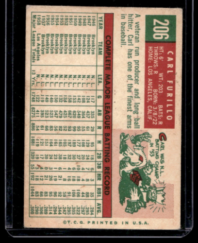 1959 Topps #206 Carl Furillo - NM