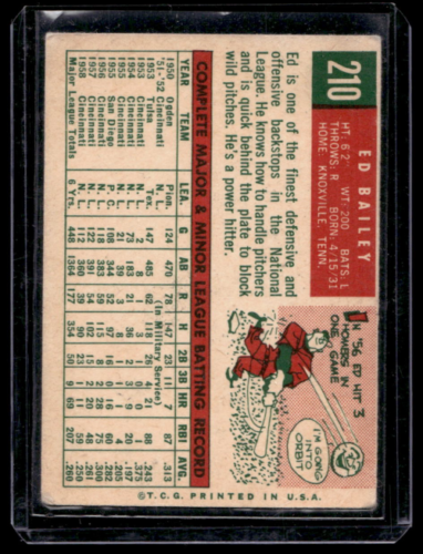 1959 Topps #210 Ed Bailey - NM