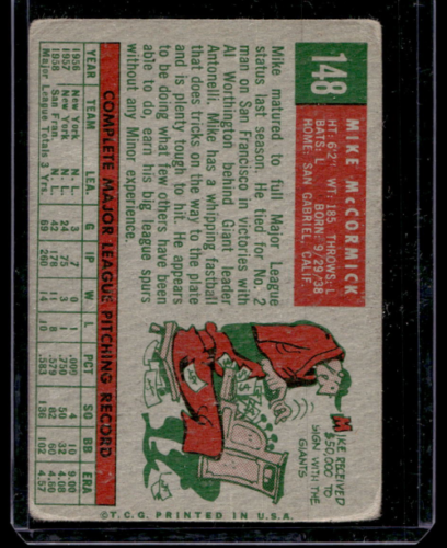 1959 Topps #148 Mike McCormick - NM