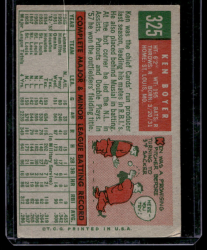 1959 Topps #325 Ken Boyer - NM