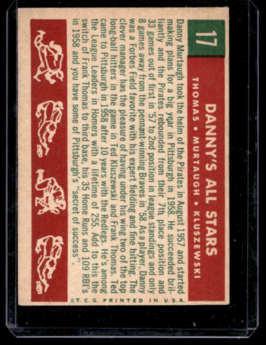 1959 Topps #17 Danny All-Stars Frank Thomas Danny Murtaugh MG T.Kluszewski - NM