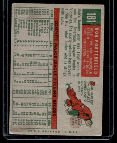 1959 Topps #181 Bob Porterfield - NM