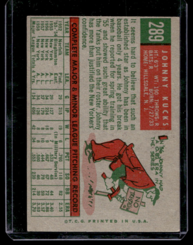 1959 Topps #289 Johnny Kucks - NM