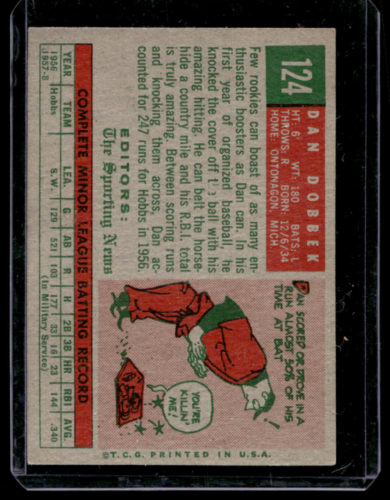 1959 Topps #124 Dan Dobbek RS RC - NM