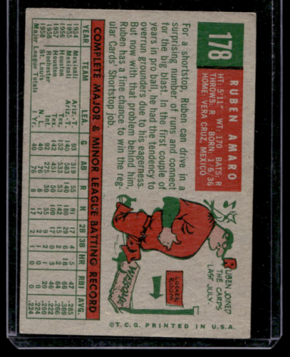 1959 Topps #178 Ruben Amaro RC - NM