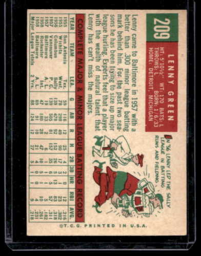 1959 Topps #209 Lenny Green - NM