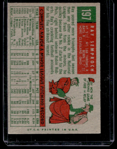 1959 Topps #197 Ray Semproch - NM