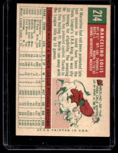 1959 Topps #214A Marcelino Solis GB - NM