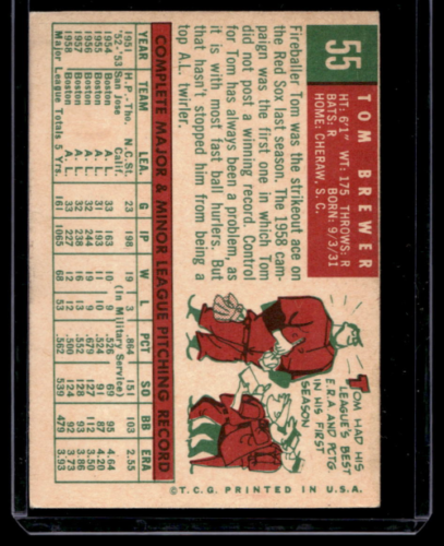 1959 Topps #55 Tom Brewer - NM