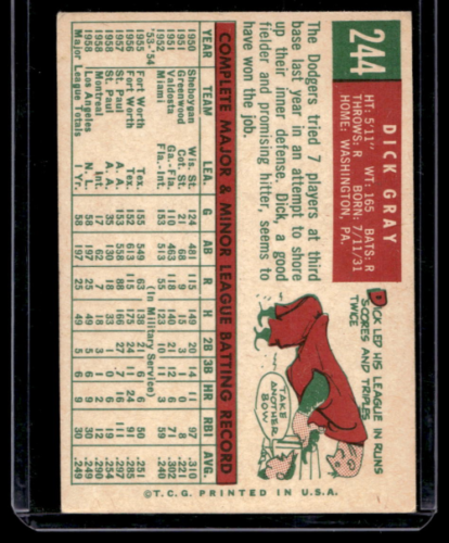 1959 Topps #244 Dick Gray - NM