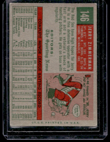 1959 Topps #146 Jerry Zimmerman RS RC - NM