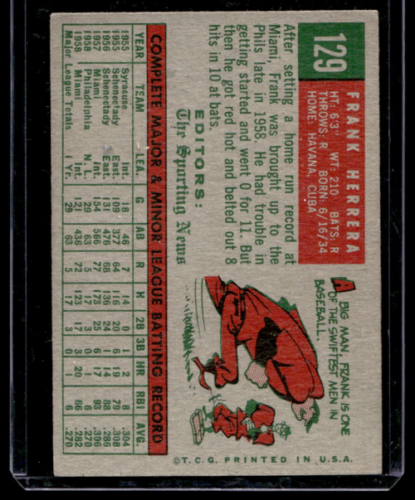 1959 Topps #129 Frank Herrera RS - NM