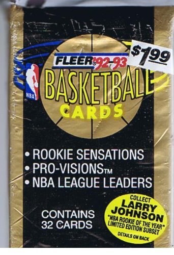 92-93 Fleer NBA Basketball Cards Jumbo Pack or 32 Cards