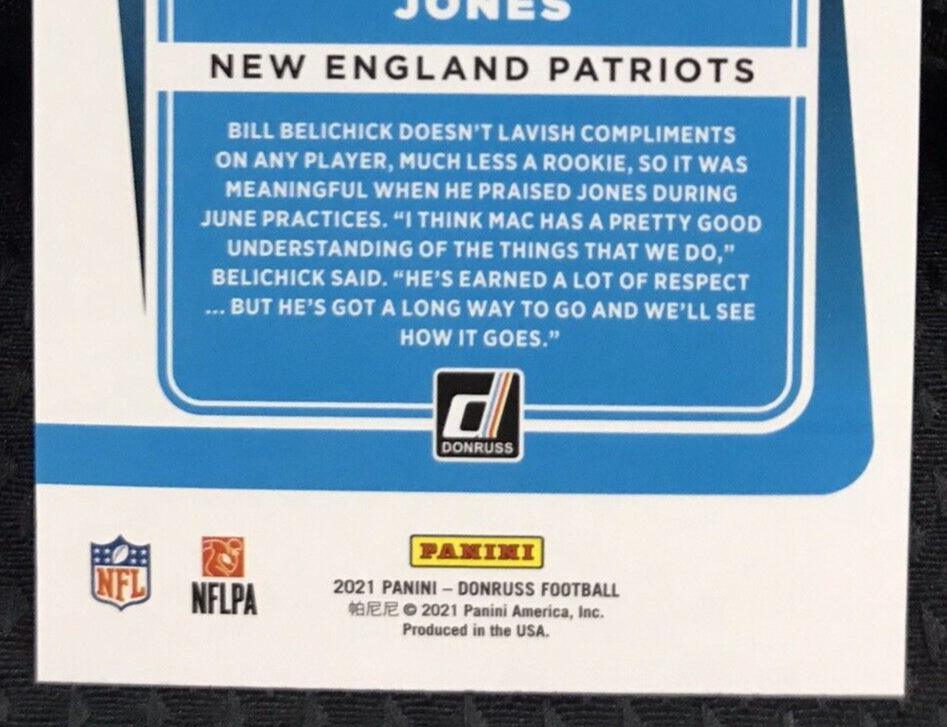 Mac Jones 2021 Donruss Blue Press Proof Rated Rookie RC SP #255 Patriots🔥