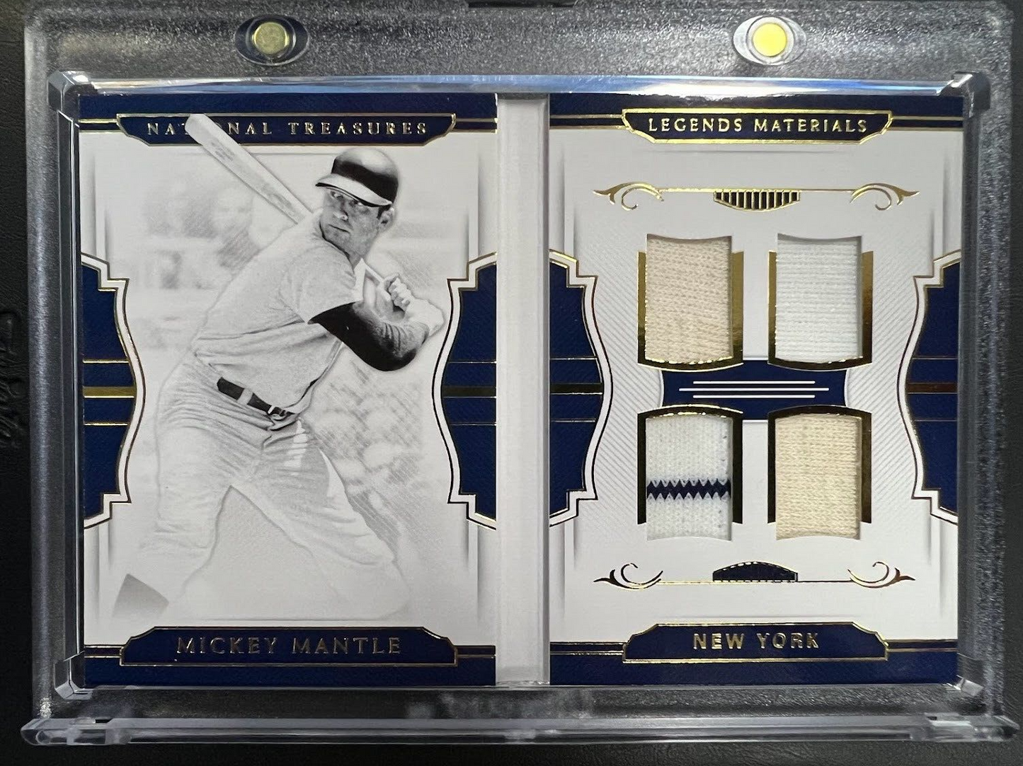 2018 National Treasures Mickey Mantle Legends Materials Booklet Quad Relic /15 J