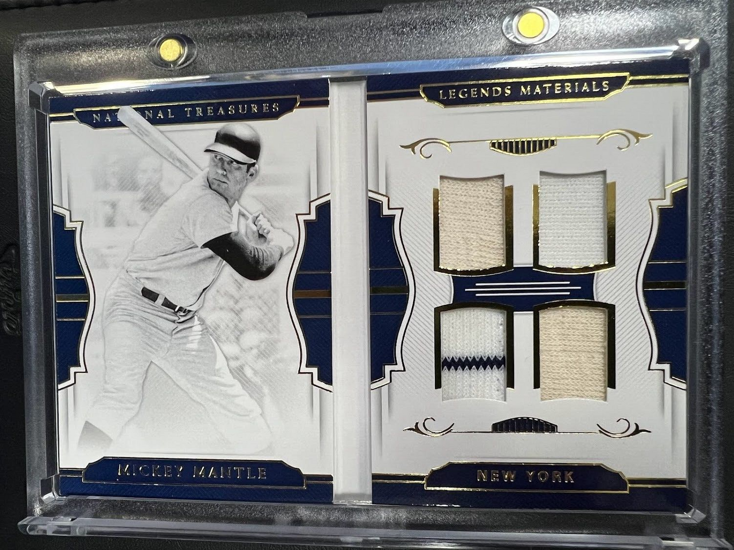 2018 National Treasures Mickey Mantle Legends Materials Booklet Quad Relic /15 J