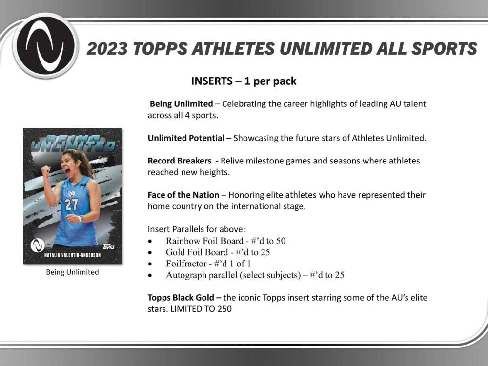 2023 Topps Athletes Unlimited All Sports Hobby Box (24 Packs/14 Cards: 2 Autos)