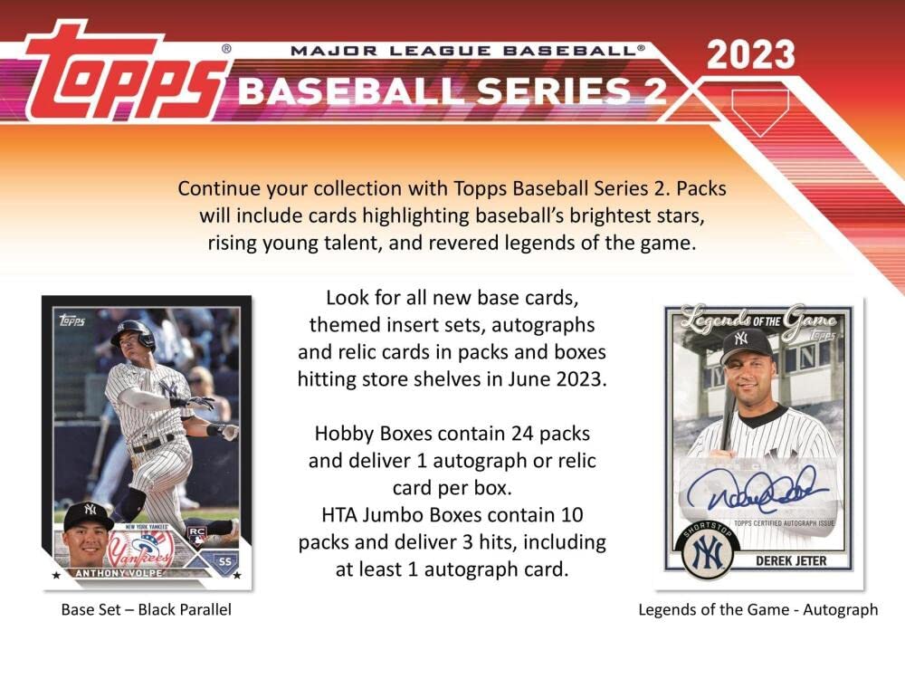 2023 Topps Series 2 Baseball Jumbo Box (10 Packs/46 Cards: 1 Auto, 2 Relics, 2 Silver Packs)