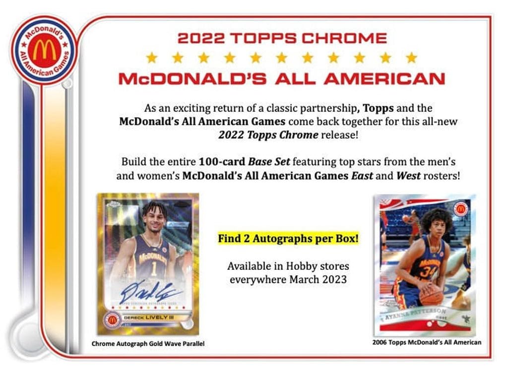 2022 Topps Chrome Basketball All American Games Hobby Box