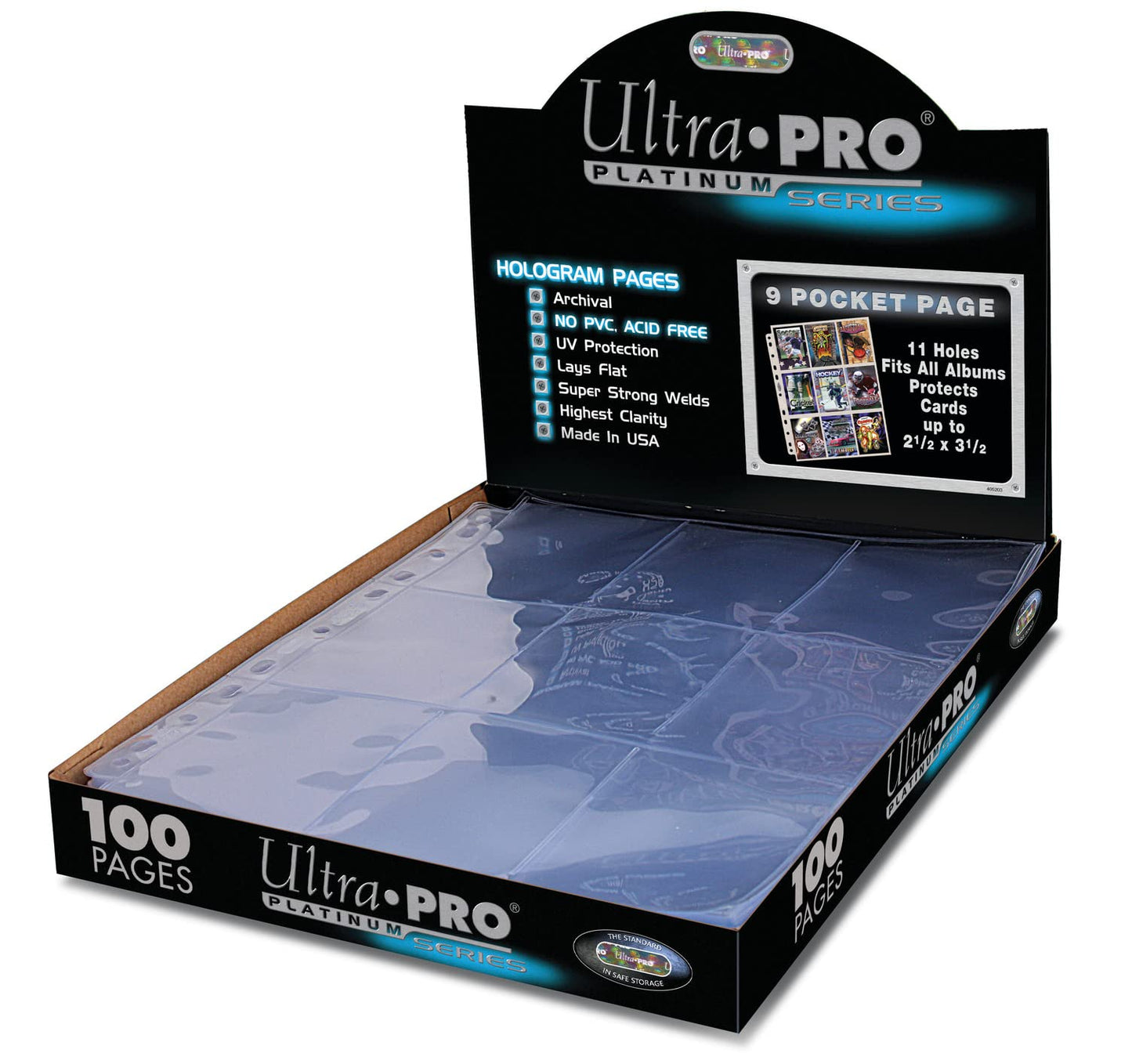Ultra Pro 9 Pocket Pages Platinum Series 100 Pages of Card Sleeves for Trading Baseball Card Binder, -Pokemon and Baseball Card Sleeves