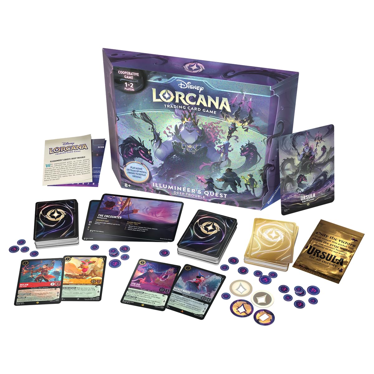 Ravensburger Disney Lorcana TCG: Illumineer's Quest – Deep Trouble | Cooperative Adventure Against Ursula | Includes Exclusive Cards & Playmat | Solo or Team Play | Ages 8+