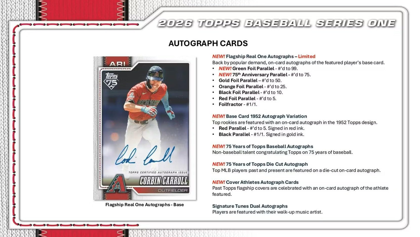 2026 Topps Baseball Series 1 Blaster Box of Packs with Possible Retail Exclusive Holo Foil Parallels and Blaster Exclusive Spring Training Variation Cards