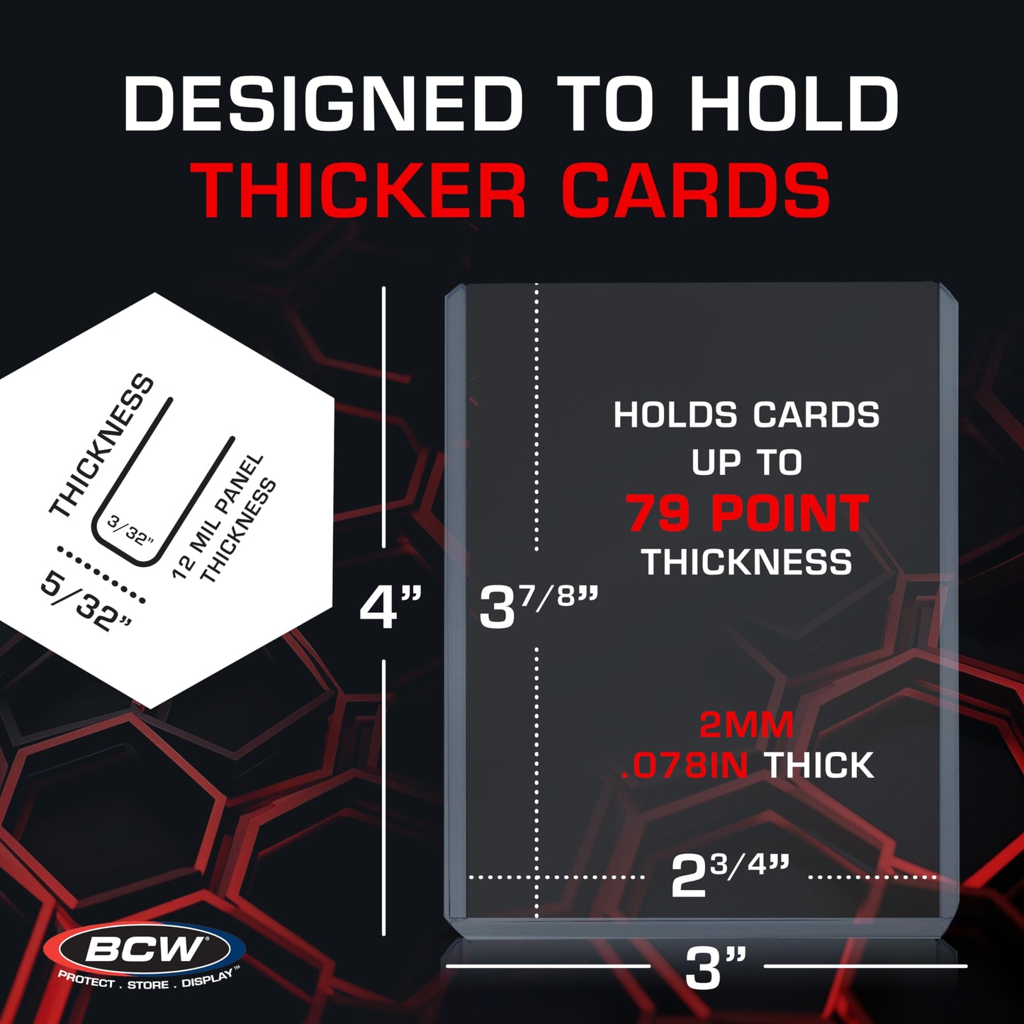 BCW 79 PT. Thick Card Topload Holder - Pack of 25 | Durable Rigid PVC Toploader | Toploaders for Memorabilia, Jersey, Patch, and Relic Cards | Ideal for Collectors and Hobbyists