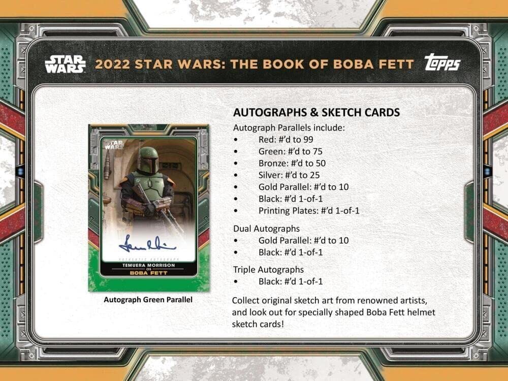 2022 Topps Star Wars Book of Boba Fett Hobby Box (7 Packs/8 Cards: 1 Auto or Sketch)