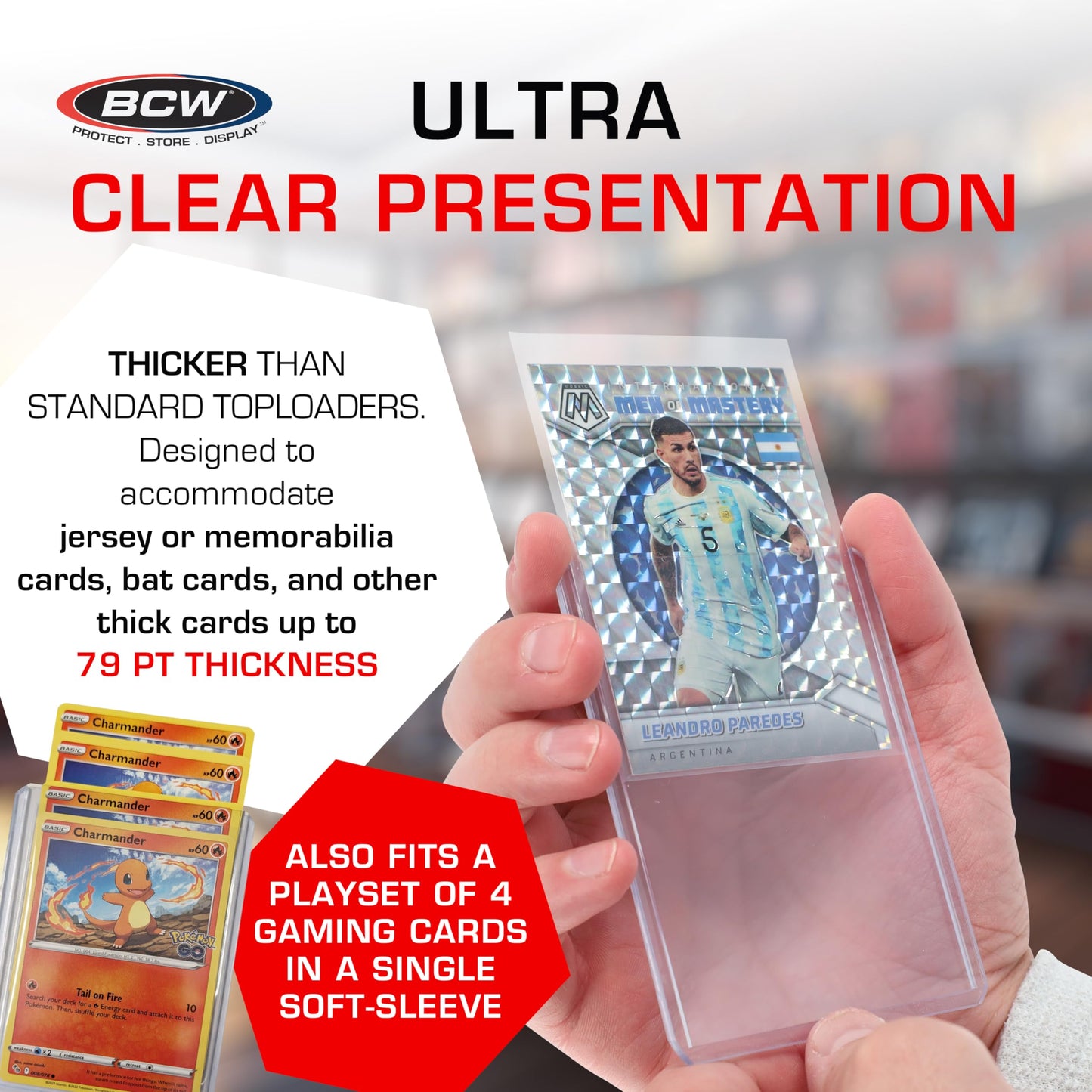 BCW 79 PT. Thick Card Topload Holder - Pack of 25 | Durable Rigid PVC Toploader | Toploaders for Memorabilia, Jersey, Patch, and Relic Cards | Ideal for Collectors and Hobbyists