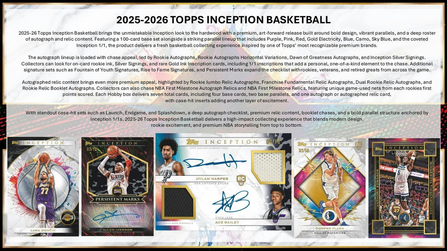 2025/26 Topps Inception Basketball Hobby Box