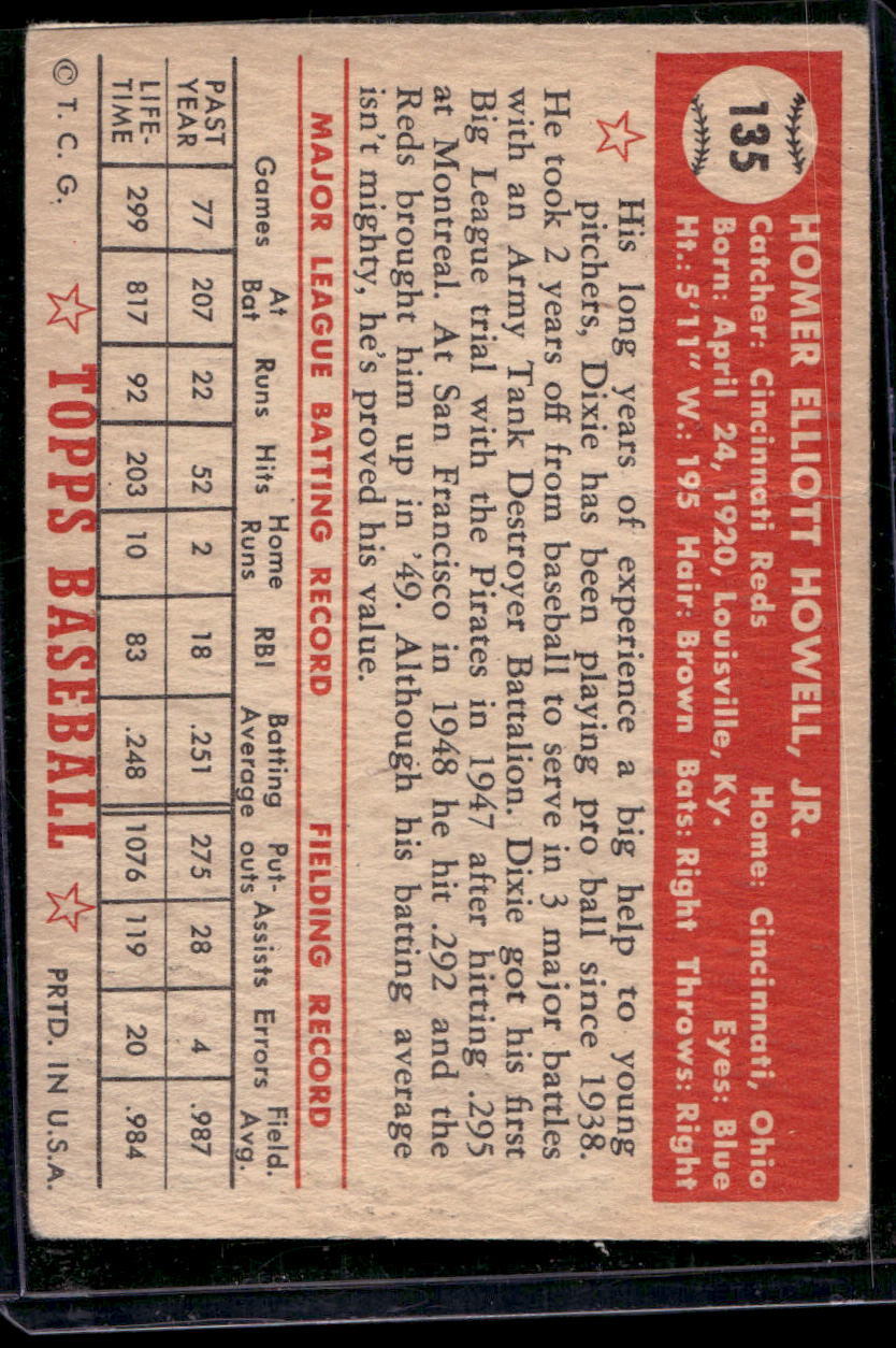 1952 Topps #135 Dixie Howell - GOOD