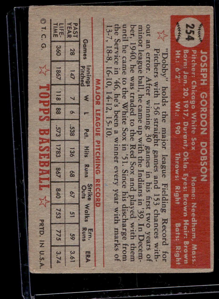 1952 Topps #254 Joe Dobson - GOOD