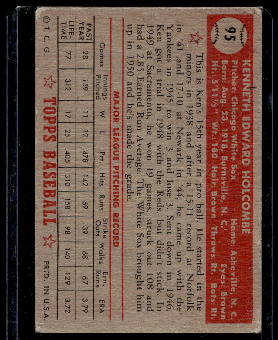 1952 Topps #95 Ken Holcombe - VG
