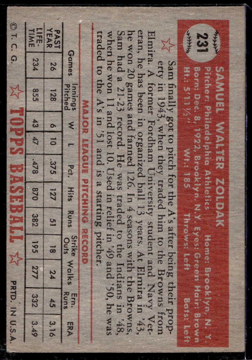 1952 Topps Enos Slaughter Black Back