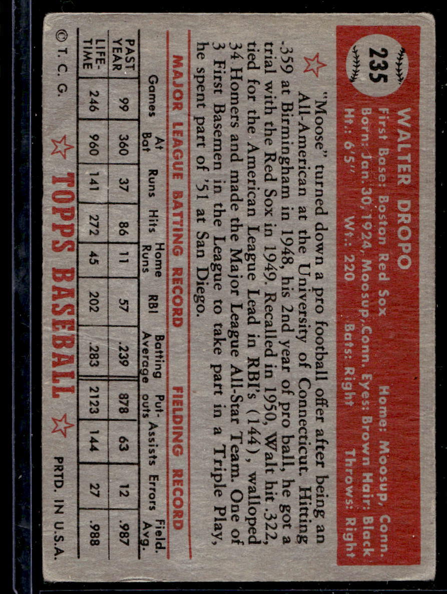 1952 Topps #235 Walt Dropo - VG