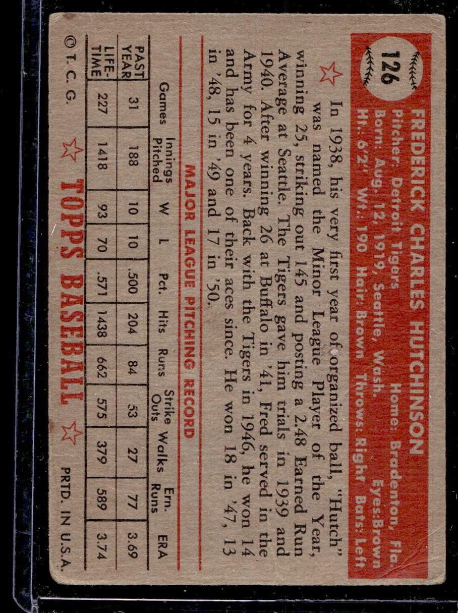 1952 Topps #126 Fred Hutchinson - VG-EX