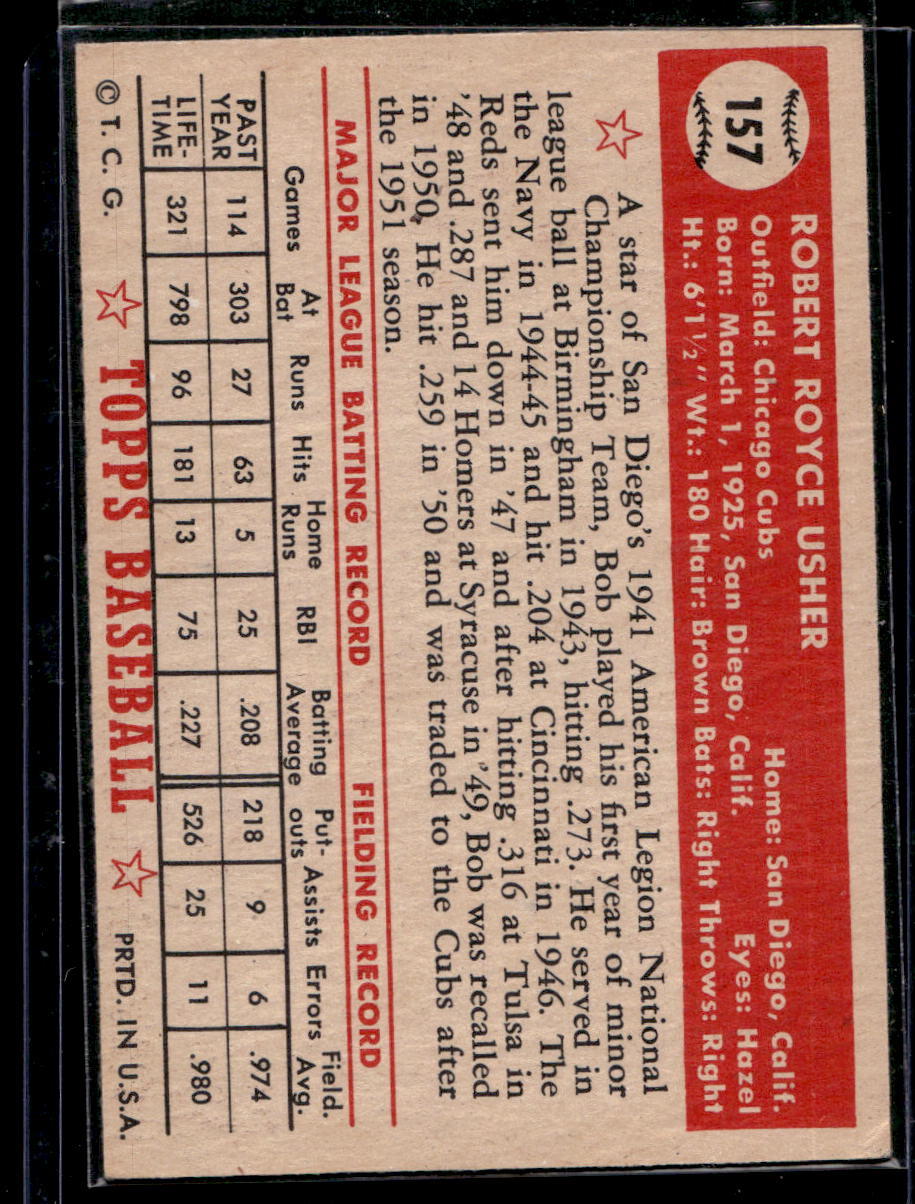 1952 Topps #157 Bob Usher - VG-EX
