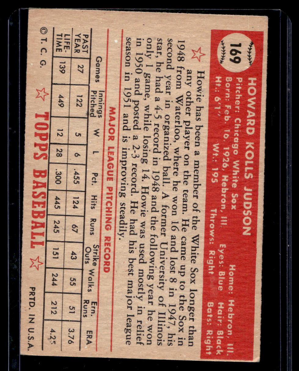 1952 Topps #169 Howie Judson - EX
