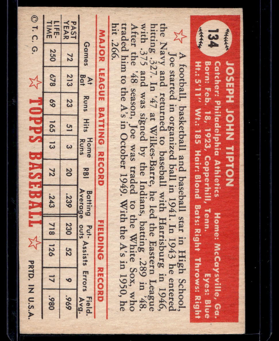 1952 Topps #134 Joe Tipton - EX